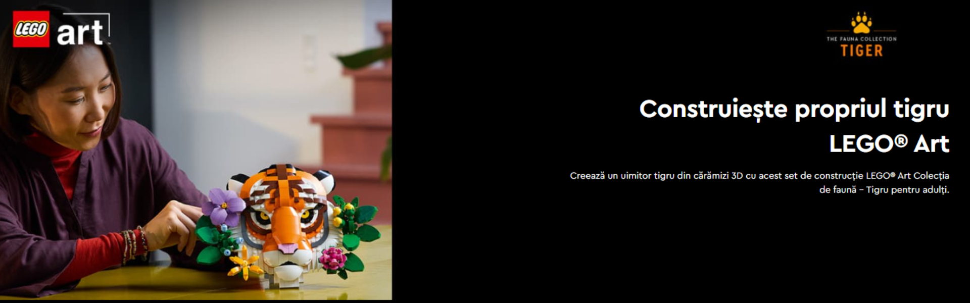 LEGO Art Colectia de fauna Tigru cu flori decorative